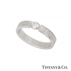 TIffany & Co. 18k White Gold Diamond Set Atlas Ring